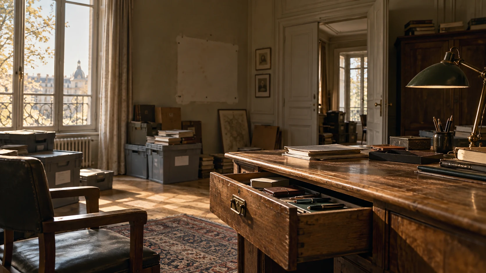 Décor d’évocation de LE TIROIR DU BUREAU